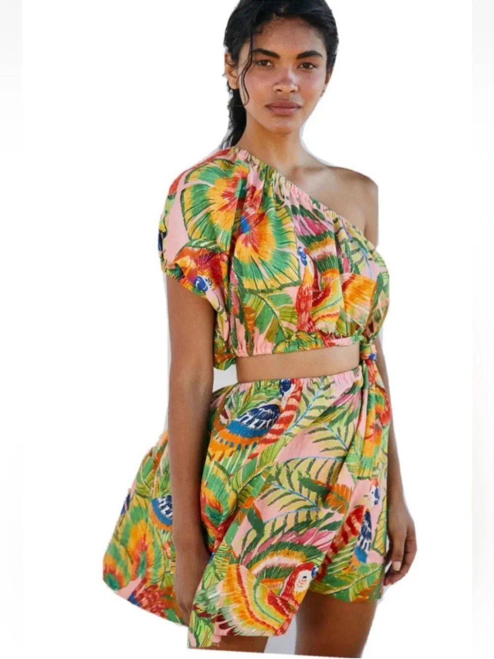 FARM Rio Macaw Leaves Mini Dress